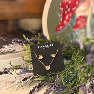 Coach Tea Rose Pendant Necklace and Earrings Gift Set | NWT | Beautiful Gift